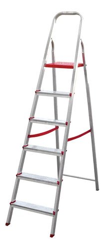 Escalera Doméstica Plegable 6 Peldaños Aluminio Botafogo Esc0065 Silver