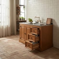 Bajo Mesada Madera Maciza Pileta Acero Inoxidable