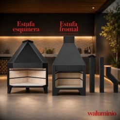 Estufa A Leña Frontal O Esquinera Revestida Con Caños