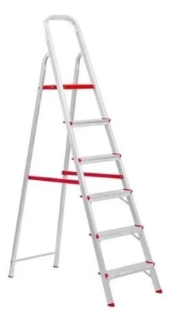 Escalera Doméstica Plegable 6 Peldaños Aluminio Botafogo Esc0065 Silver