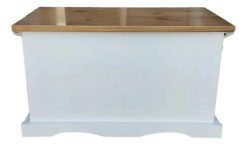 Baúl Madera Pie De Cama - Living - Dormitorio Lustrado Color Base Blanca
