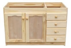 Bajomesada Madera Pino 2 Puertas 4 Cajones Waluminio Crema Clásico