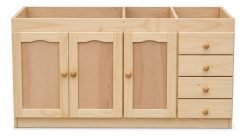 Bajo Mesada Madera Pino 160 Cm 3 Puertas 4 Cajones