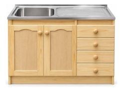 Bajo Mesada Madera Maciza Con Pileta Acero Inoxidable